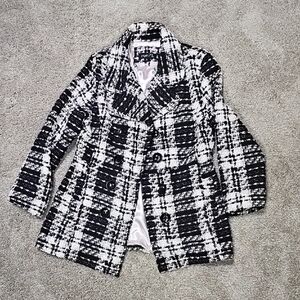 Rue 21 Black and White Textured Pea Coat